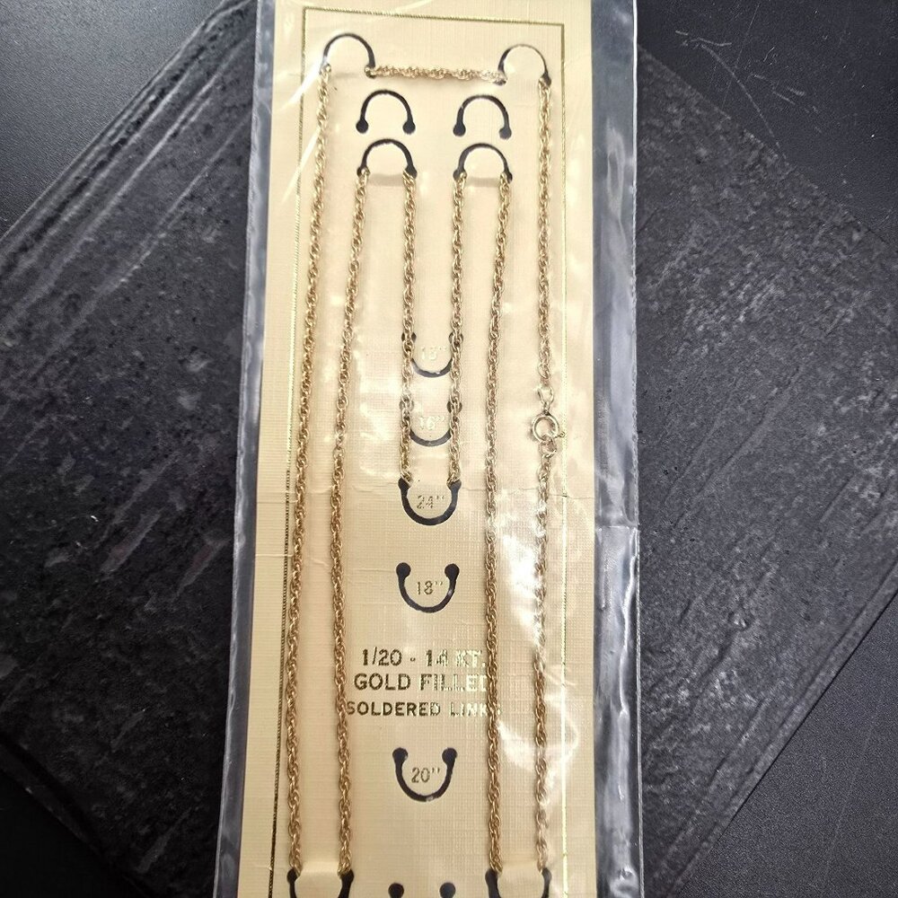 14K Gold Filled Rope Chain With Soldered Links 24" 1.7mm Beautiful! JJ4159